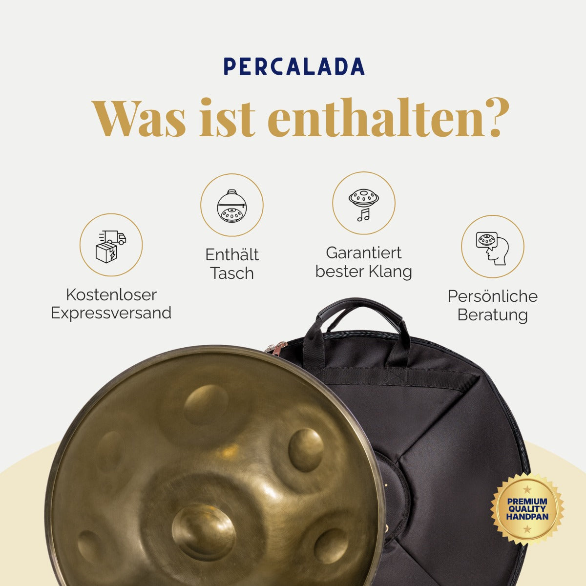 Battiloro Noreia – Handpan A2 Celtic Minor (Amara), 432 Hz Edelstahl, handgefertigt in Italien
