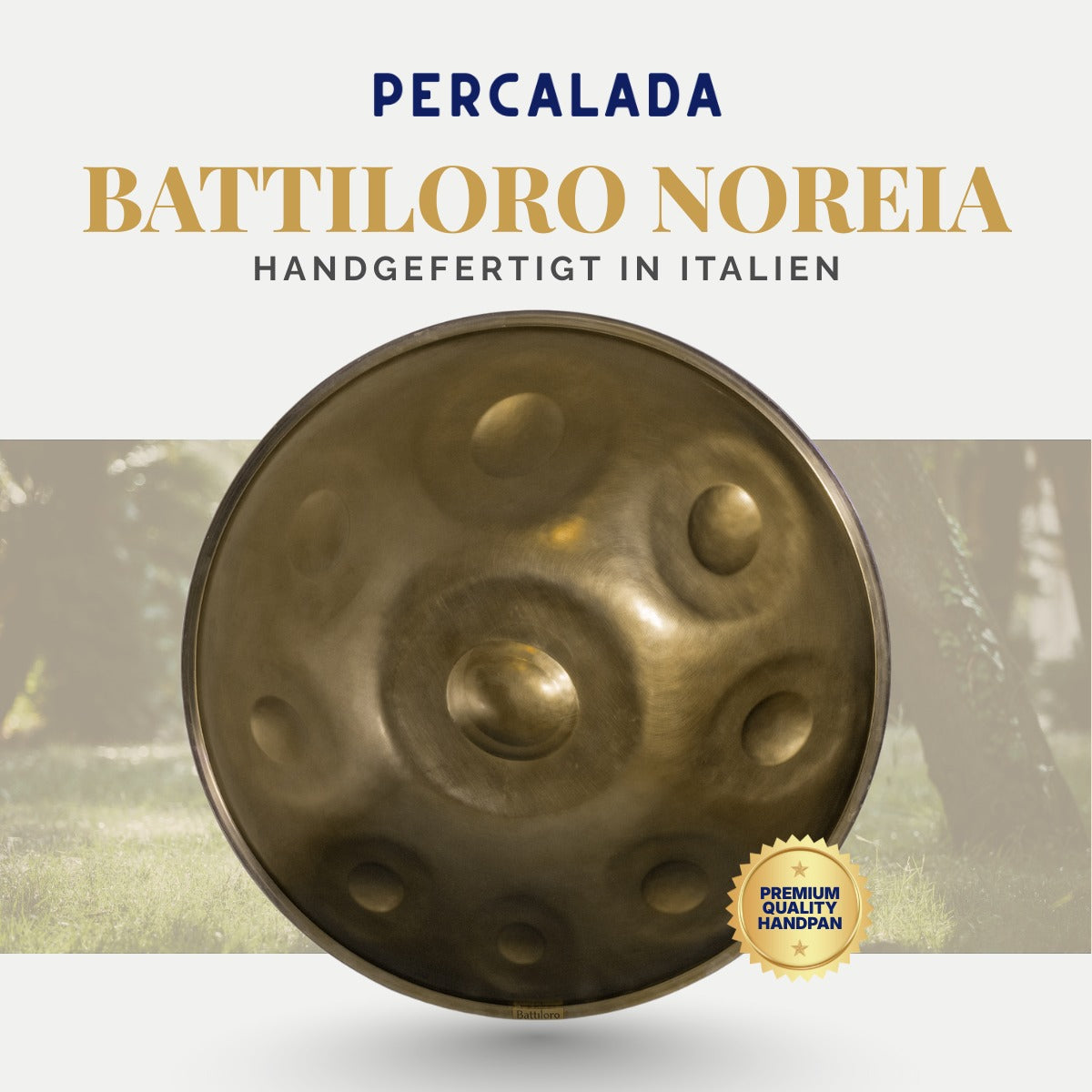 Battiloro Noreia – Handpan A2 Celtic Minor (Amara), 432 Hz Edelstahl, handgefertigt in Italien