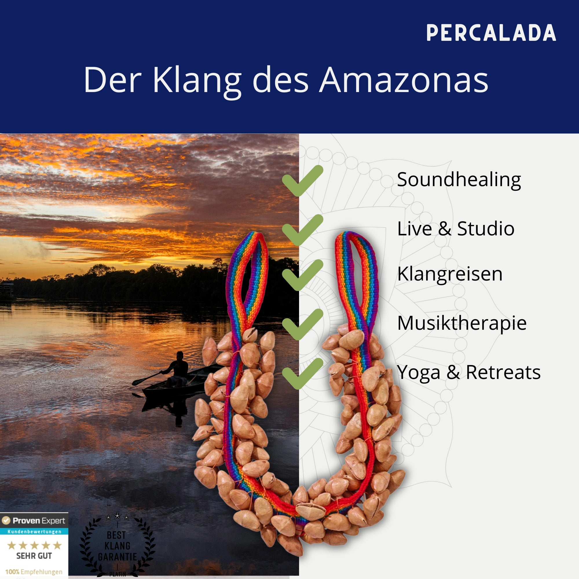 Tobilleraband 55 cm mit 130 Nussschalen – Natur-Percussion Rhythmusband
